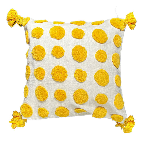Yellow Fuzzy Dot Pillow