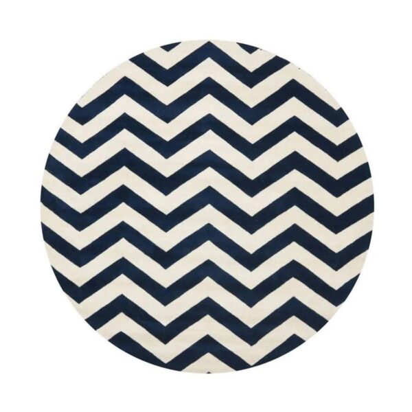 Blue Chevron Rug, Round