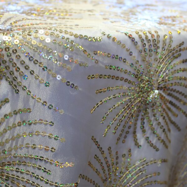 Gold Fireworks Sequin Sheer Table Linen