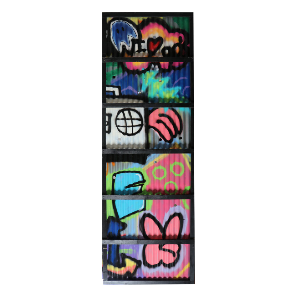 Corrugated Metal Panel/Graffiti with Light Holes