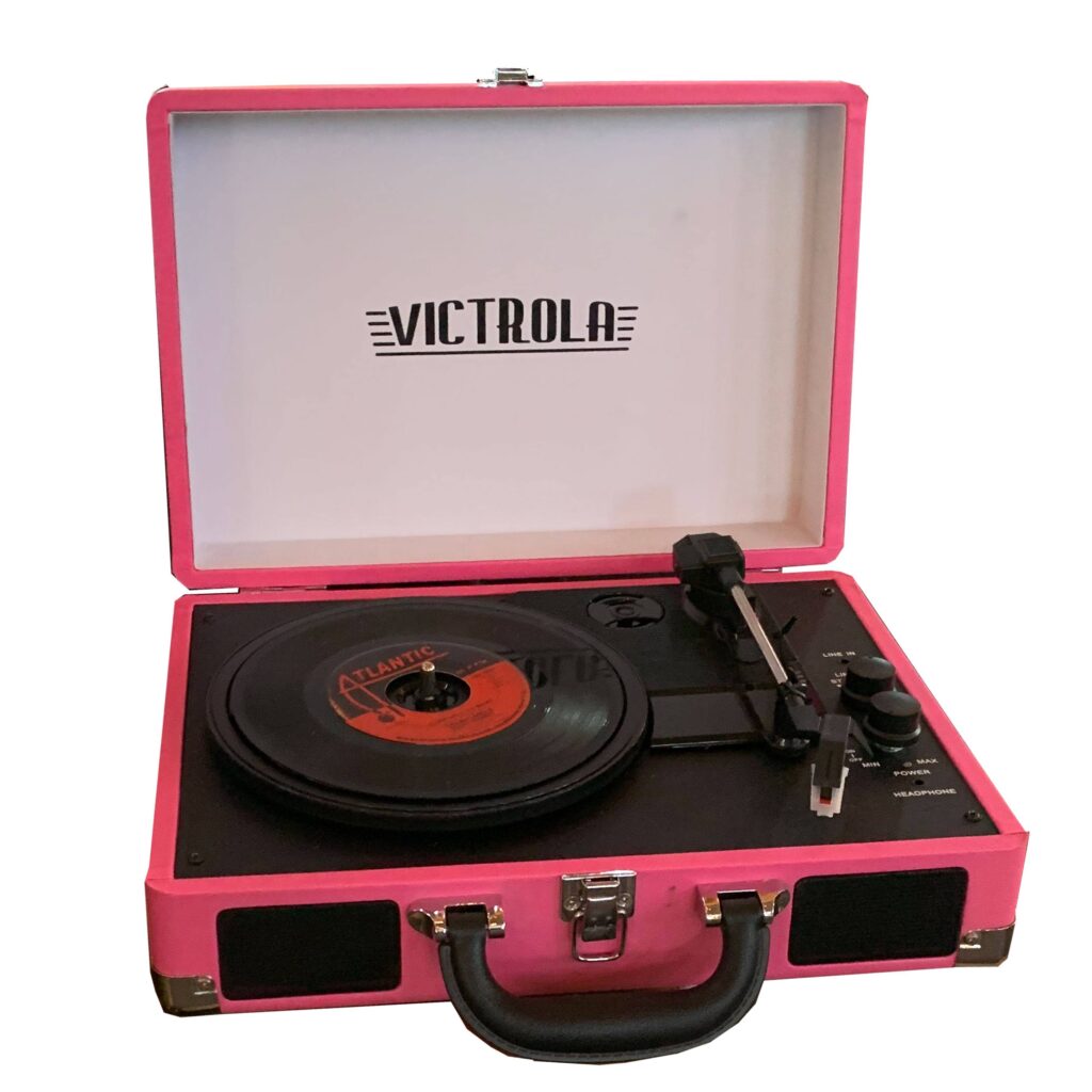 Vintage Suitcase Record Player (Pink)