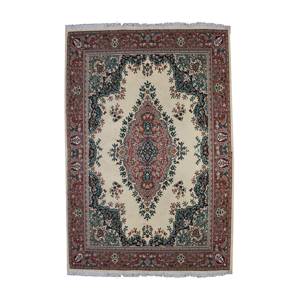 Ivory with Red Border Oriental Rug
