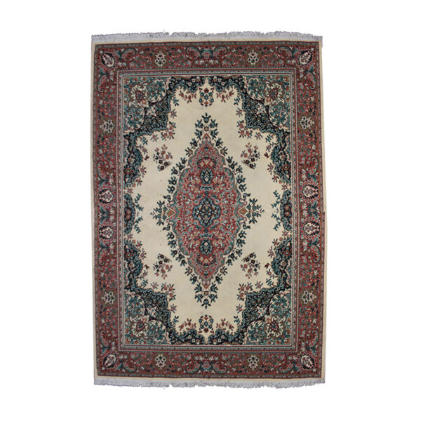 Ivory with Red Border Oriental Rug
