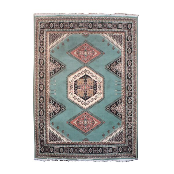 Teal Geometric Oriental Rug