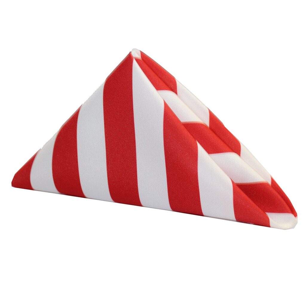 Red & White Stripe Satin Napkin