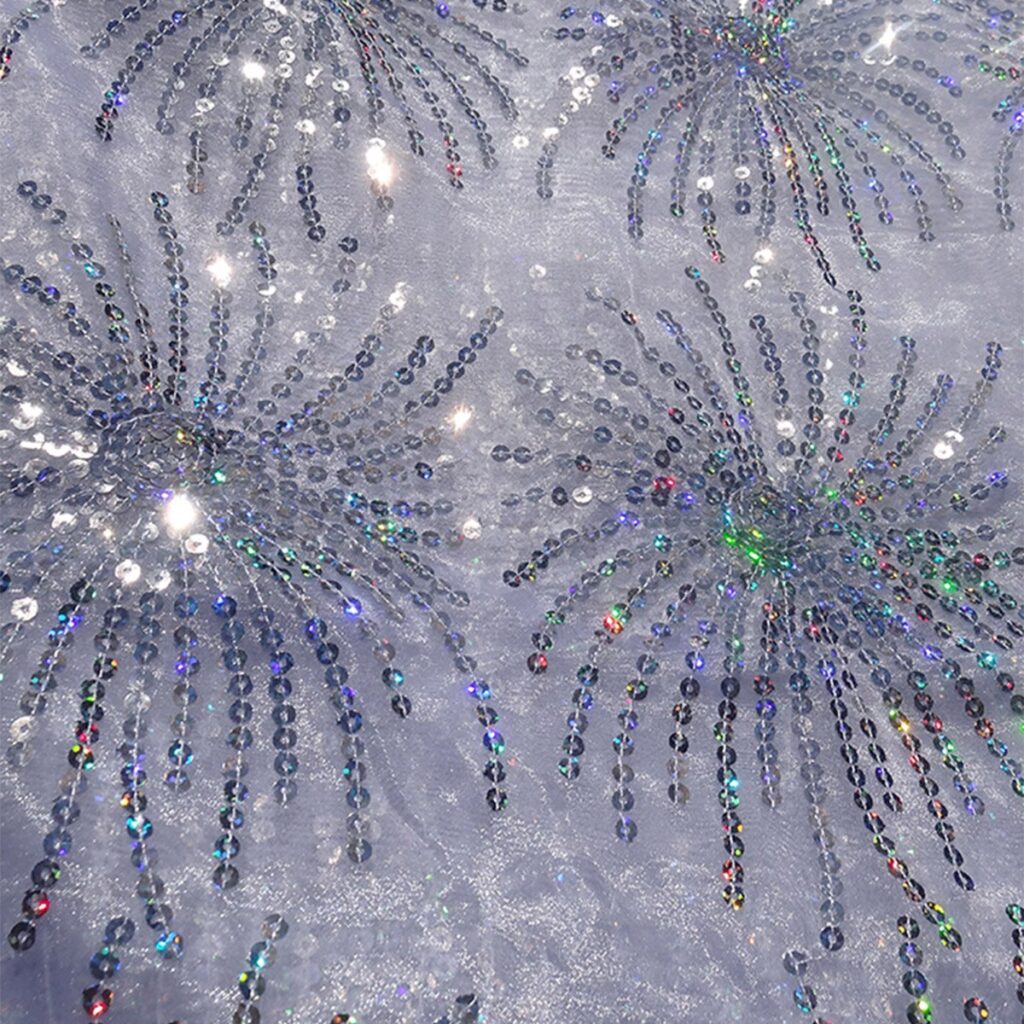 Silver Fireworks Sequin Sheer Table Linen