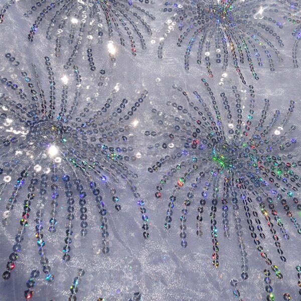 Silver Fireworks Sequin Sheer Table Linen