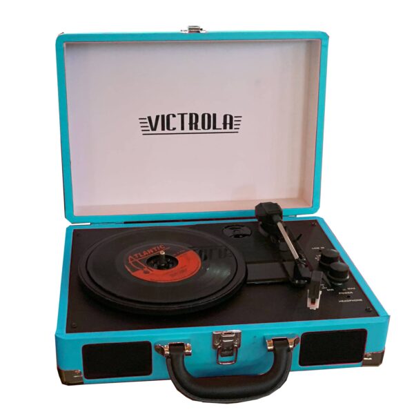 Vintage Suitcase Record Player (Turquoise)