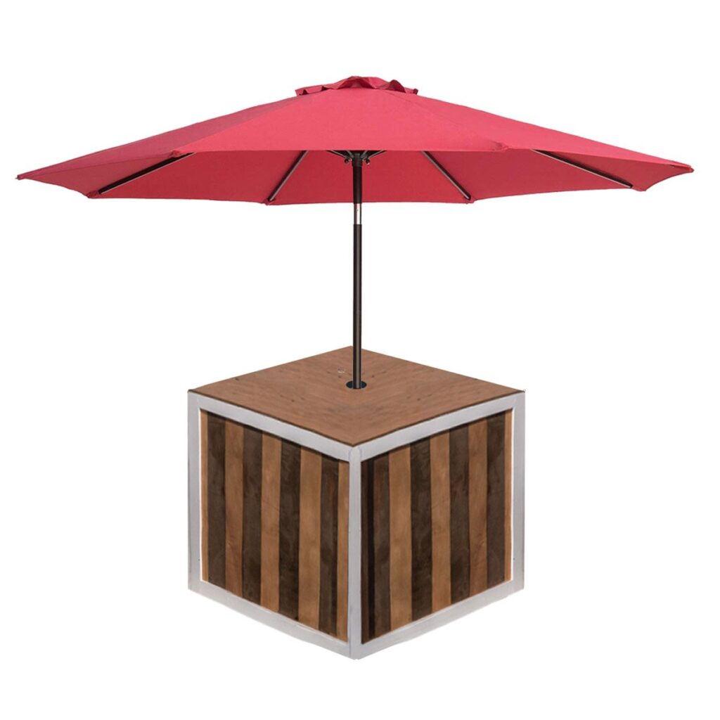 Umbrella Kiosk with Red Umbrella