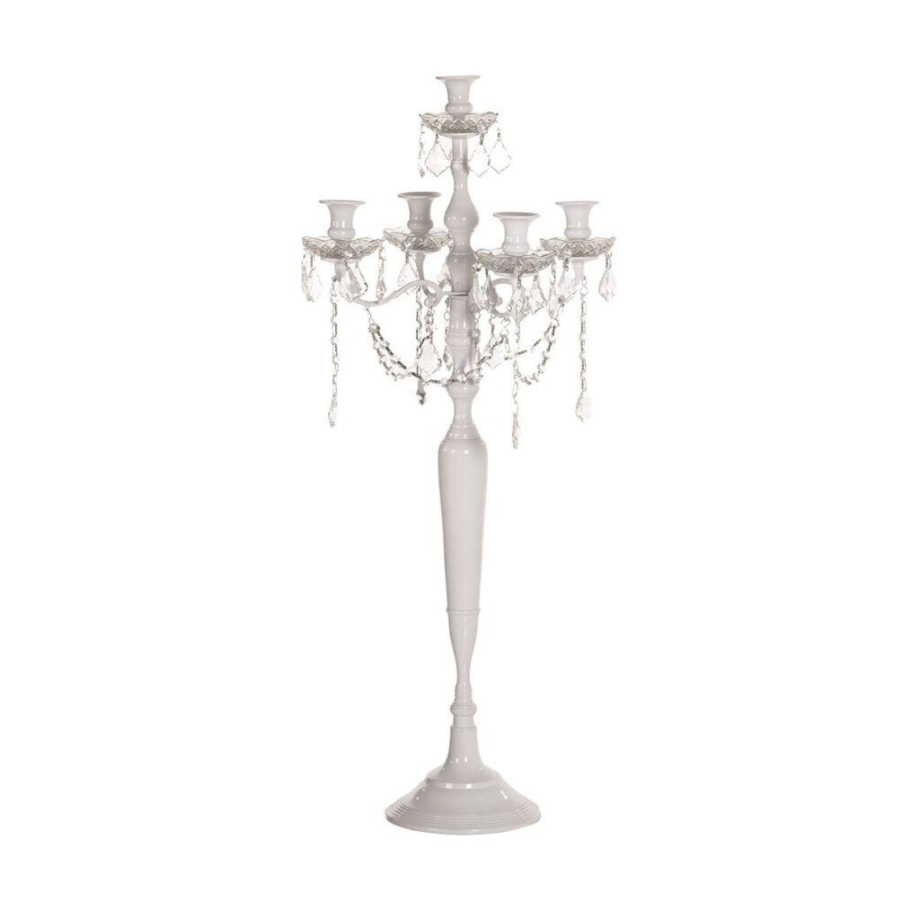 White Candelabra with Crystals