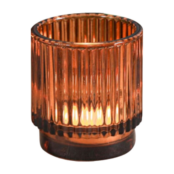 Amber Ribbed Votive Holder