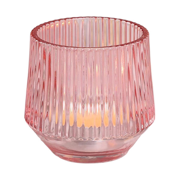 Pink Ribbed Votive Holder