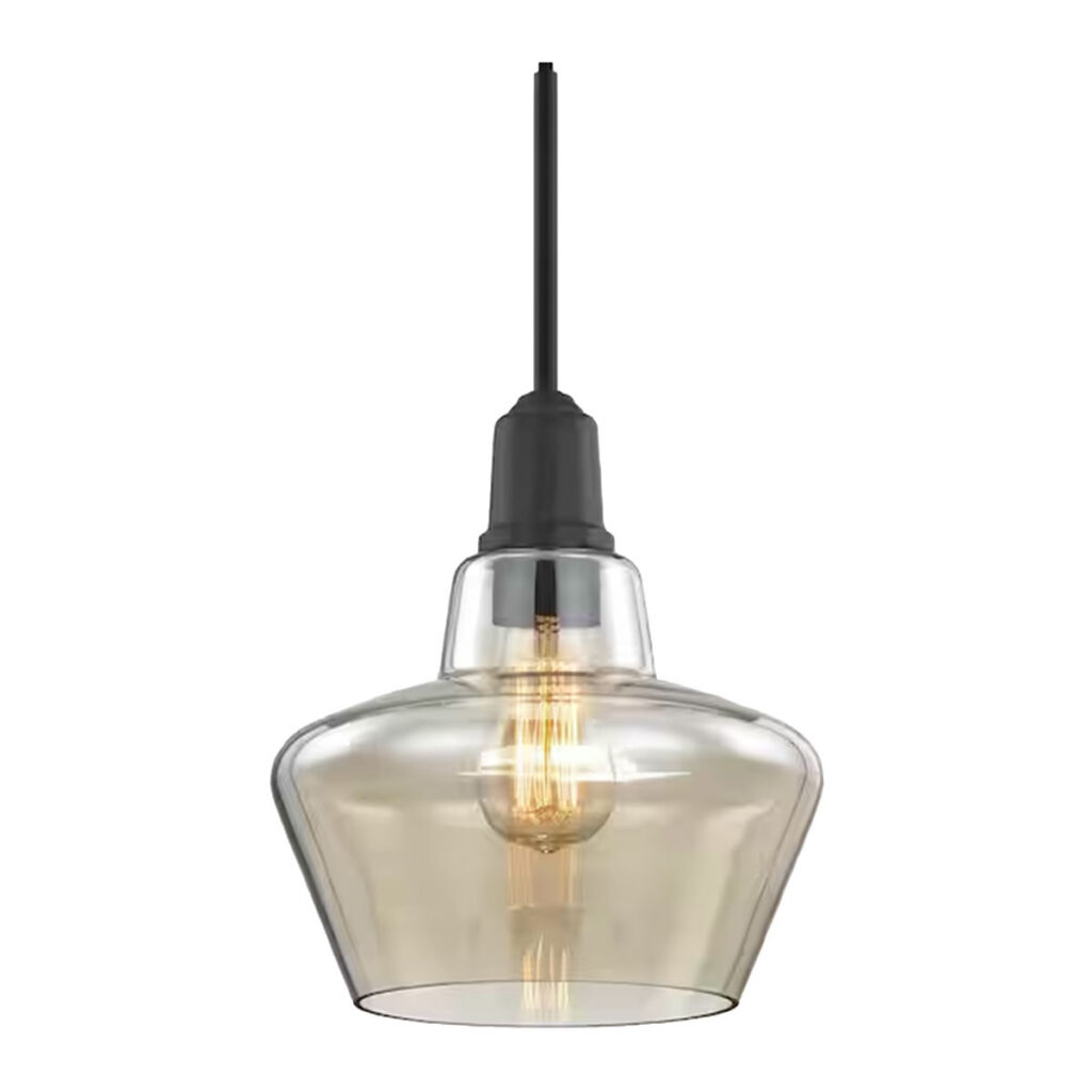 Angled Amber Glass Bowl Chandelier