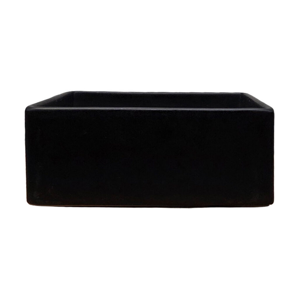 Black Matte Low Square Vase