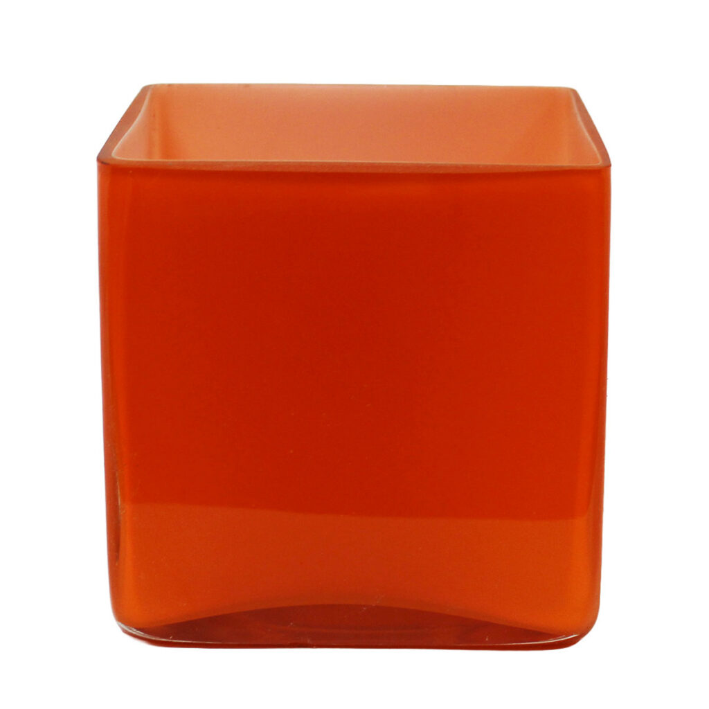 Orange Glass Cube Vase