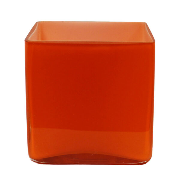 Orange Glass Cube Vase