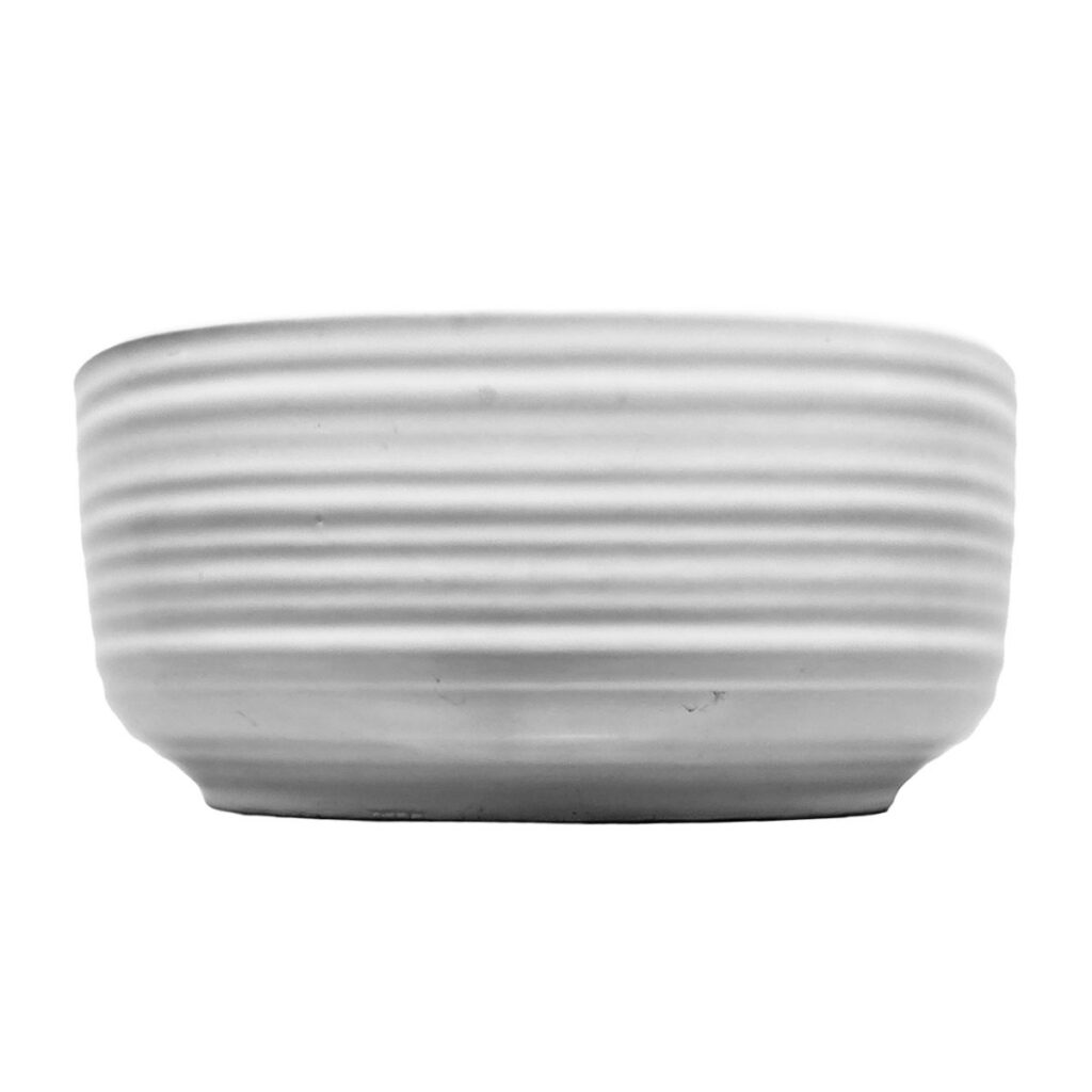 White Ceramic Ribed Bowl Vase