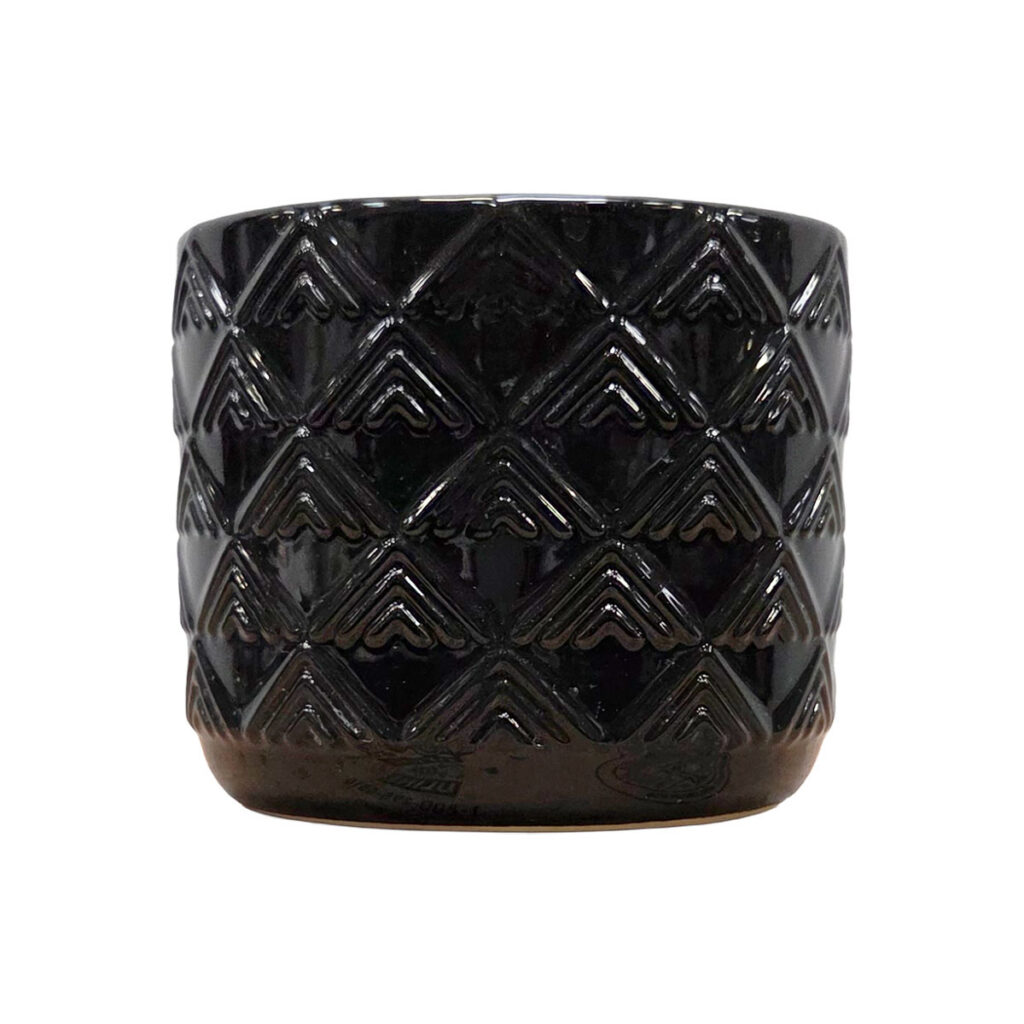 Black Diamond Glass Round Vase
