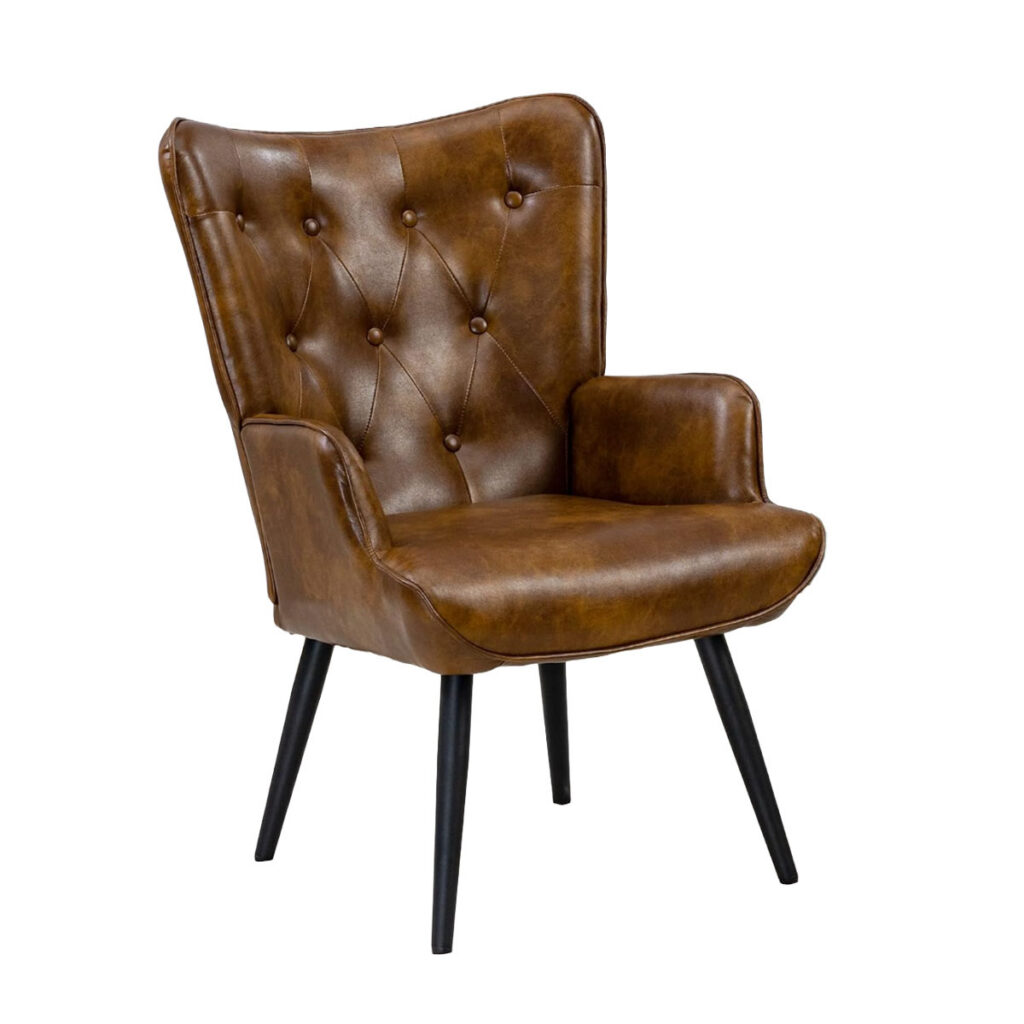 Brown Leather Wing Chair