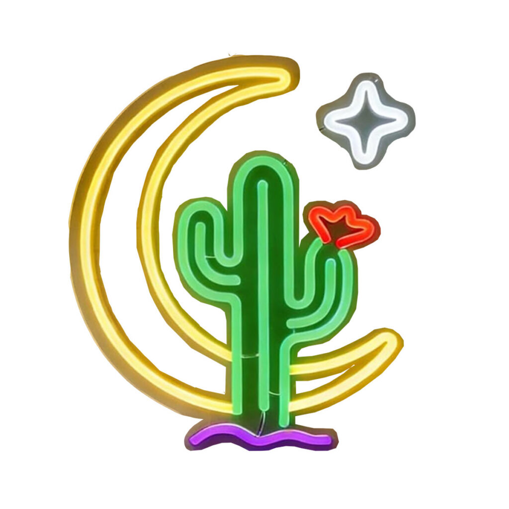 Cactus Moon LED Sign
