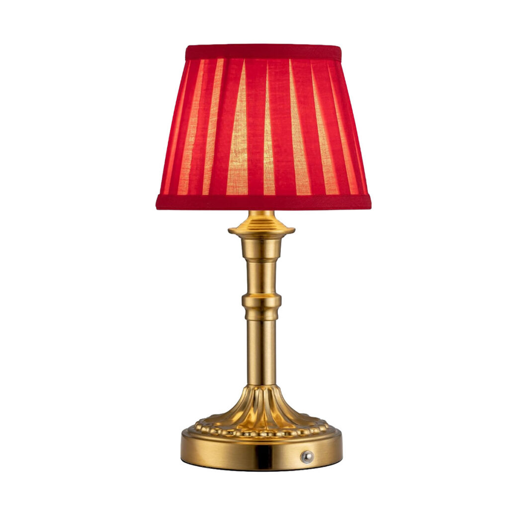 Red and Gold Pleated Table Lamp