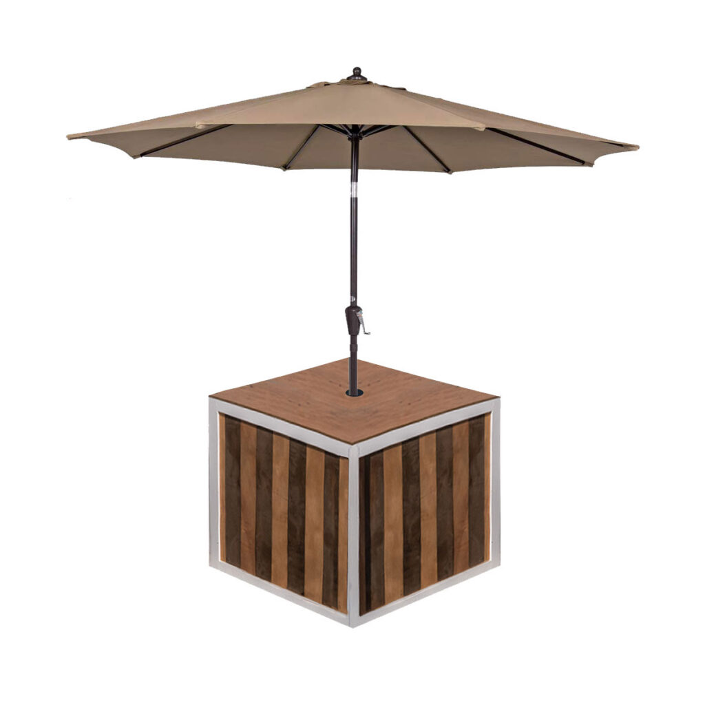 Umbrella Kiosk with Tan Umbrella